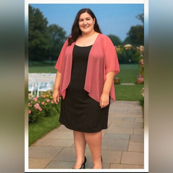 Rose sheer shell / bolero in plus size. New with tags. - Picture 1 of 6